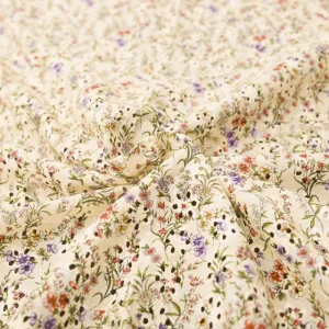 Cotton Broderie Anglaise Fabric - Delicate Floral on Pale Yellow