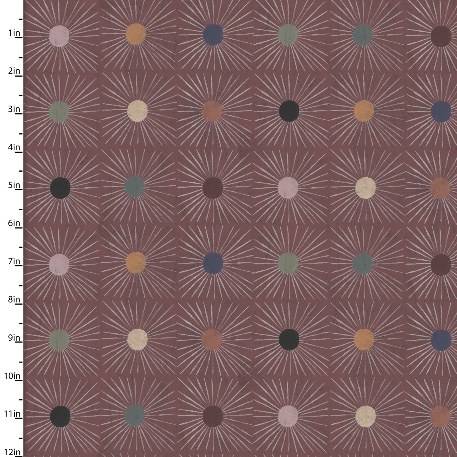3 Wishes Fabrics - Midnight Prowl Sunburst Mosaic