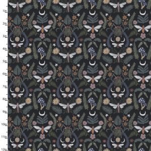 3 Wishes Fabrics - Midnight Prowl Moonlit Forest Black
