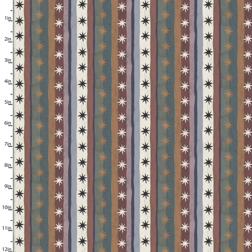 3 Wishes Fabrics - Midnight Prowl Starry Stripe