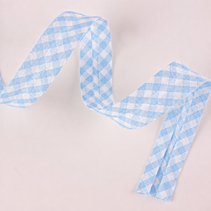 Bias Binding - 18mm Gingham Light Blue - 25m roll