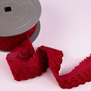 Broderie Anglaise Lace Trim - Red
