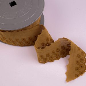 Broderie Anglaise Lace Trim -  Mustard