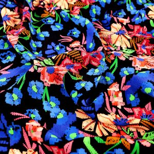 Jamila Floral Viscose Crepe - Black