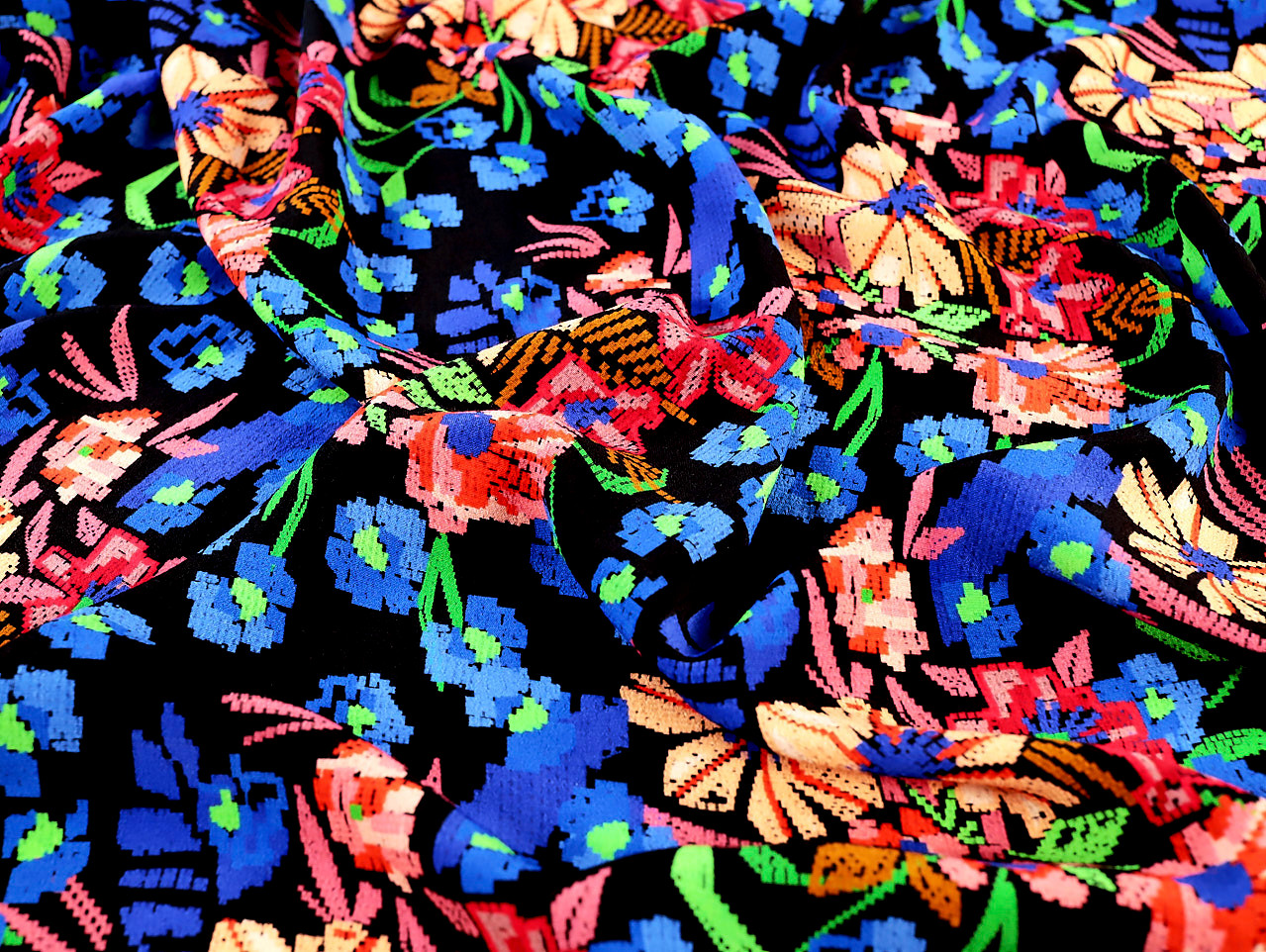 Jamila Floral Viscose Crepe - Black