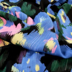 Primrose Floral Viscose Crepe - Black