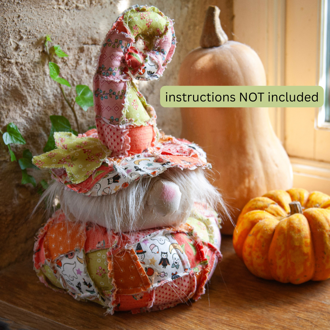 Half Yard Sewing Club Member Project - Patch the Pumpkin Gnome Kit - Pink/Orange - Image 2