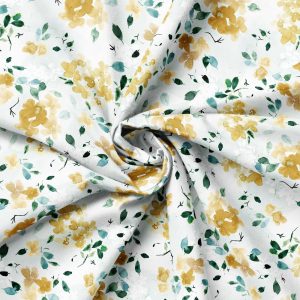 Camelot Fabrics - Golden Hour Watercolour Flowers White