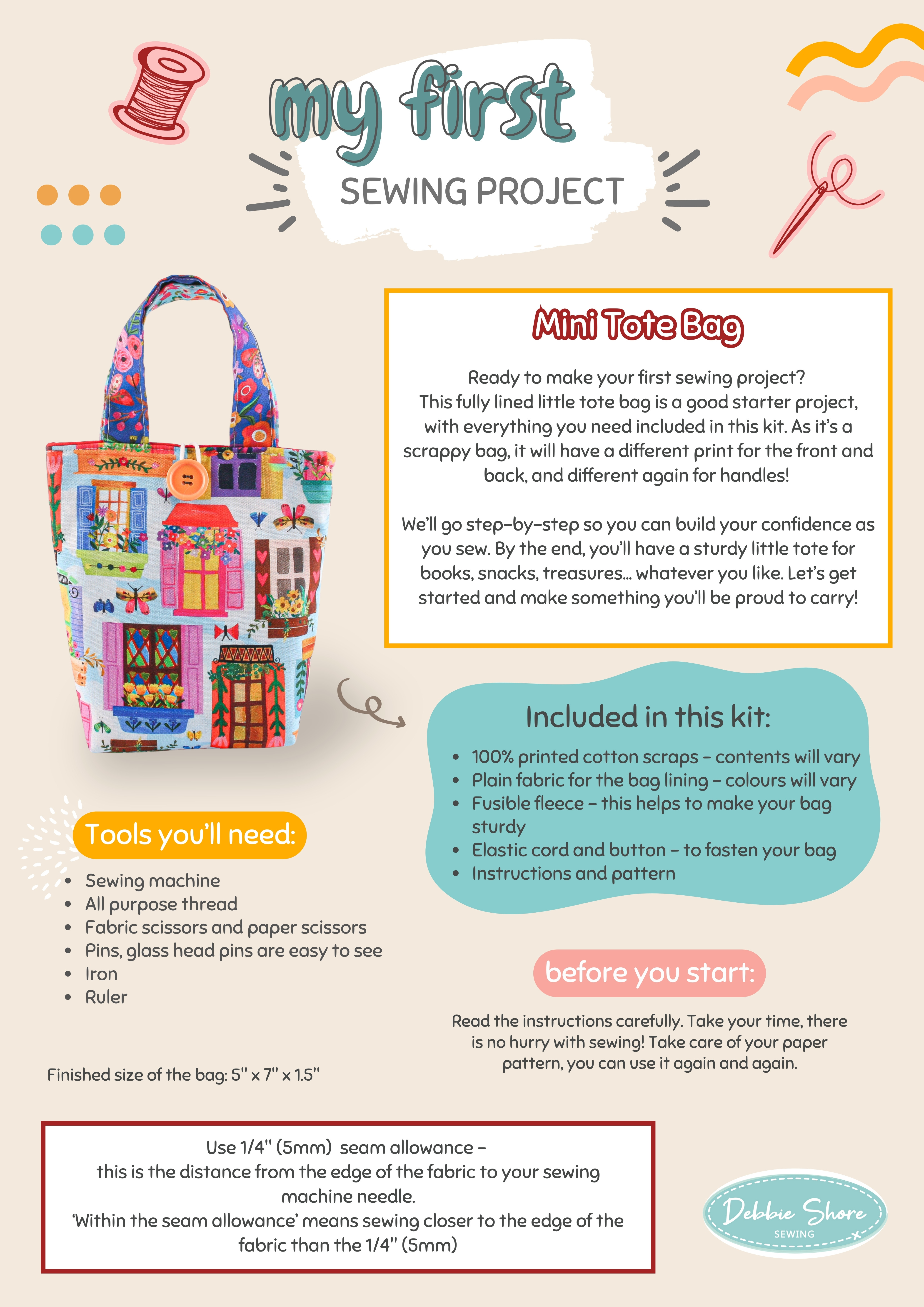 Half Price! My First Sewing Project Kit - Mini Tote Bag - Image 4