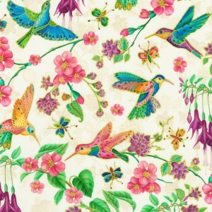Robert Kaufman Fabrics - Parvaneh's Hummingbirds: Cream