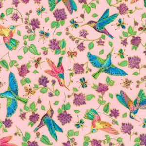 Robert Kaufman Fabrics - Parvaneh's Hummingbirds: Light Pink