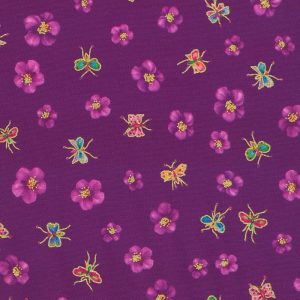 Robert Kaufman Fabrics - Parvaneh's Hummingbirds: Sweet Butterflies Purple