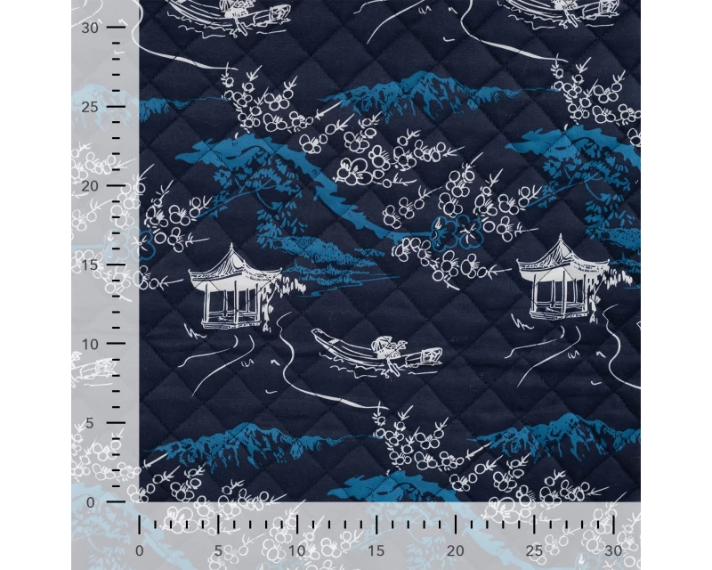 Quilted Fabric - Blue Fishing - Image 2