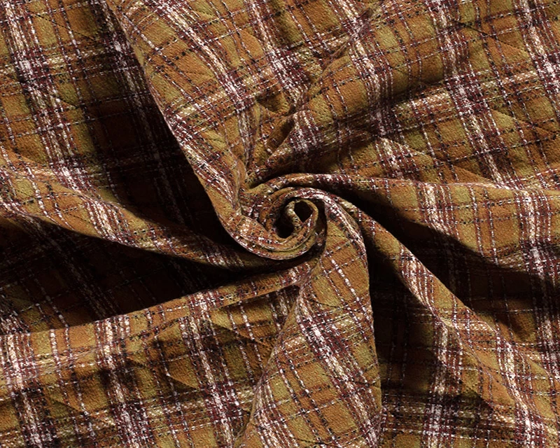 Quilted Fabric - Tartan Print Orange - Image 2