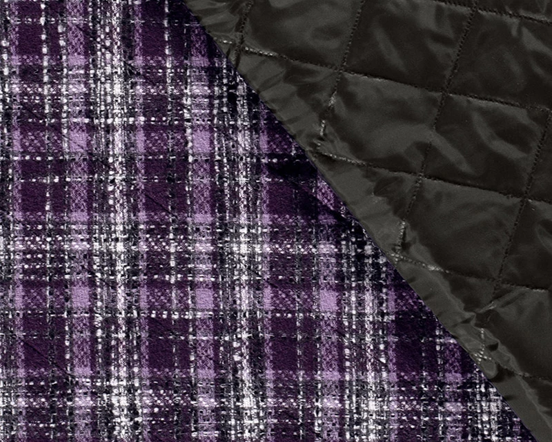 Quilted Fabric - Tartan Print Purple