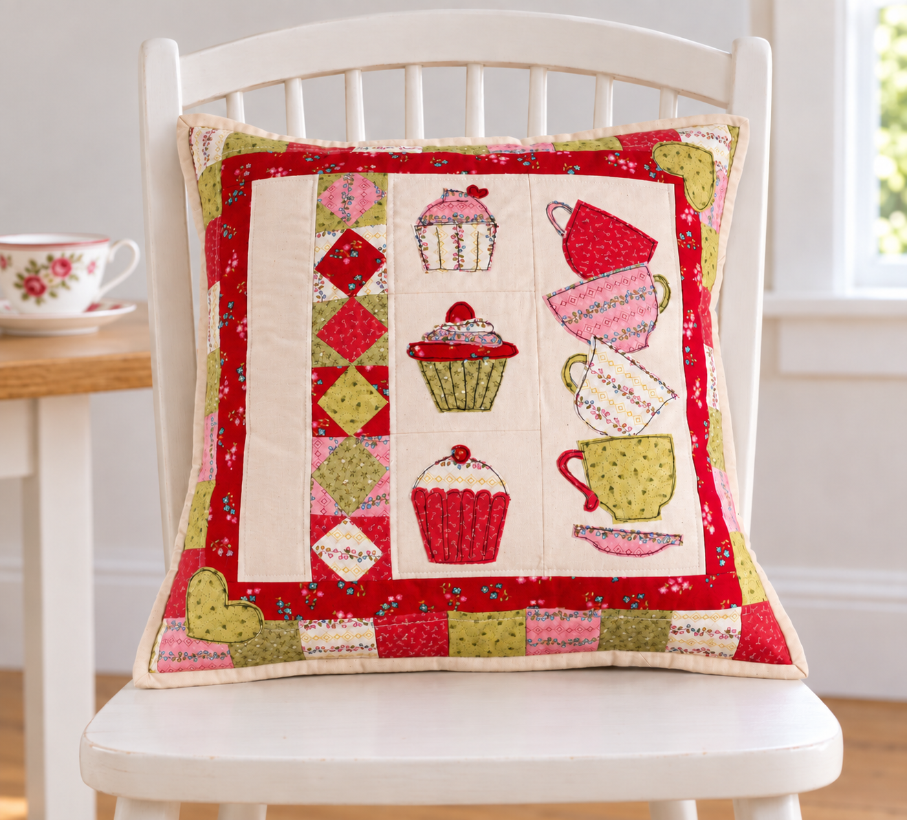 Tea Cups and Cake Cushion Cover - Kit - Image 2