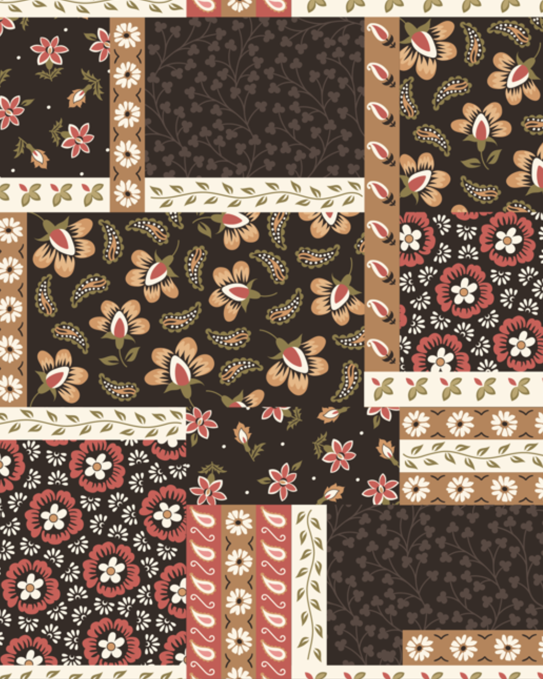 Viscose - Kimberley Hind Folklore Bloom Floral Collage Patchwork