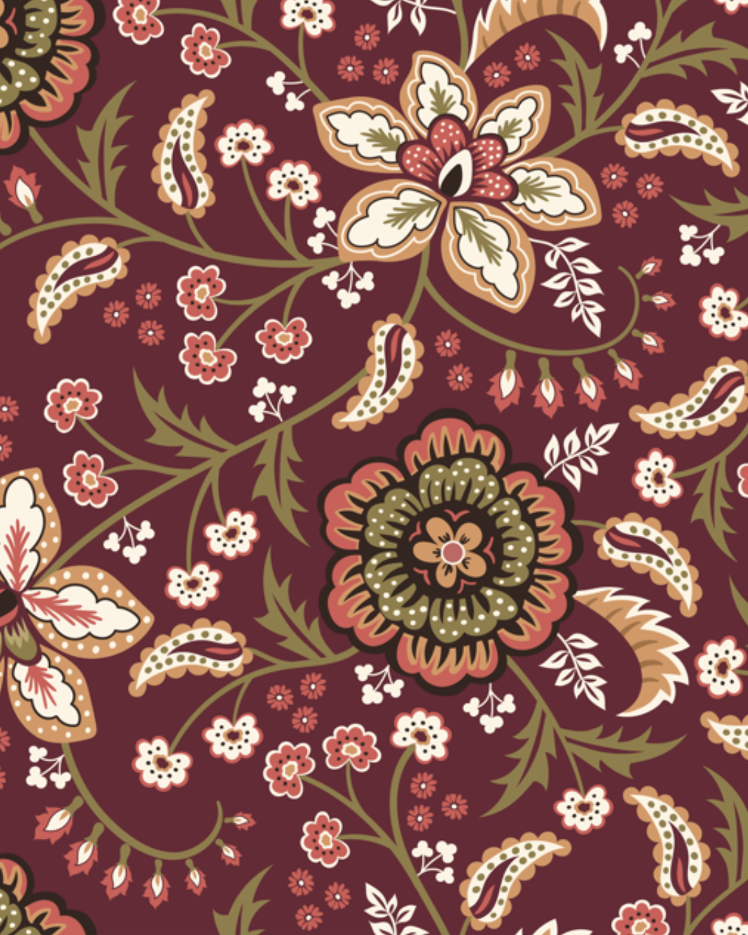 Viscose - Kimberley Hind Folklore Bloom Folk Bloom Burgundy