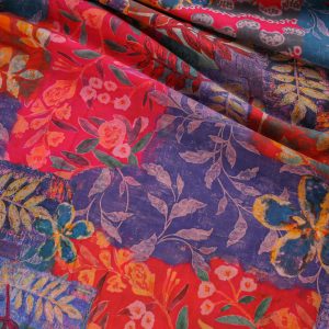 Digital Cotton Lawn Print - Watercolour Patch Leaves