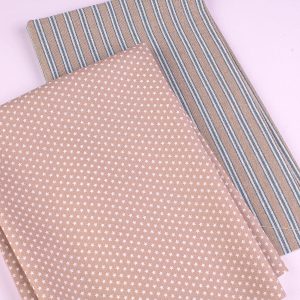 Perfect Pairs! 2 x Fat Quarter Pack - Azure Streip Panama with Beige Sar
