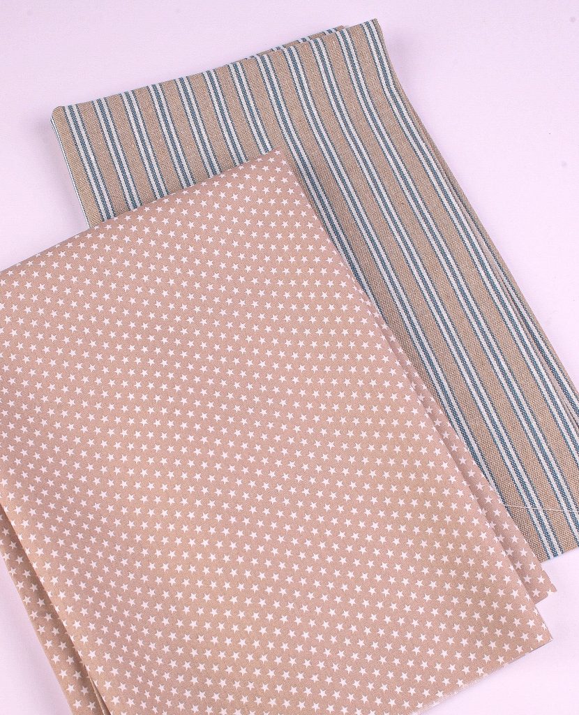 Perfect Pairs! 2 x Fat Quarter Pack - Azure Streip Panama with Beige Sar