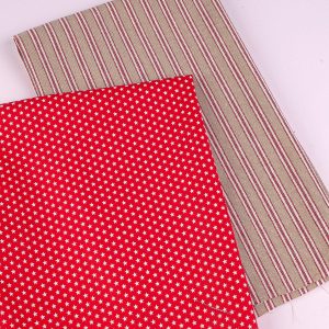 Perfect Pairs! 2 x Fat Quarter Pack - Red Stripe Panama with Red Star