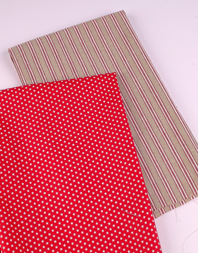 Perfect Pairs! 2 x Fat Quarter Pack - Red Stripe Panama with Red Star