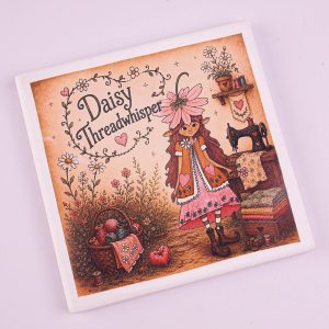 Fabric Faeries Ceramic Tile Coaster - Daisy Threadwhisper
