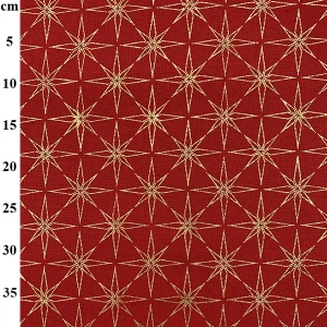 John Louden Christmas - Gold Geometric Stars on red