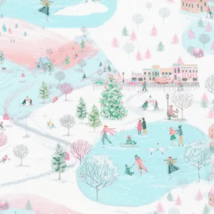 Robert Kaufman Fabrics: Wintertime - Snowy Christmas Village Scene