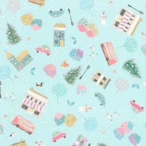Robert Kaufman Fabrics: Wintertime - Snowy Christmas Town Blue