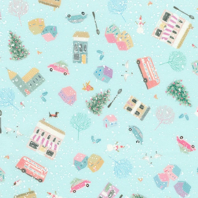 Robert Kaufman Fabrics: Wintertime - Snowy Christmas Town Blue