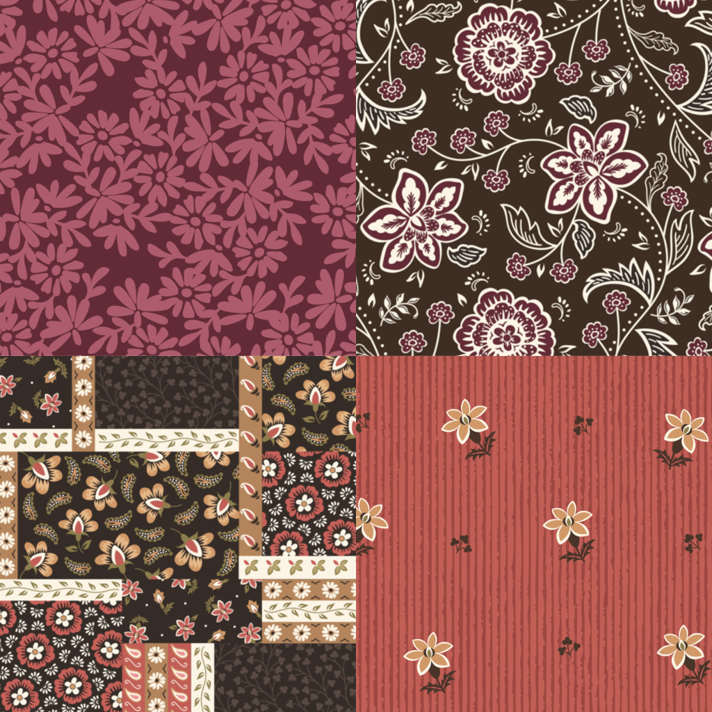 Kimberley Hind Folklore Bloom 4 Fat Quarter Pack - Etched Flora