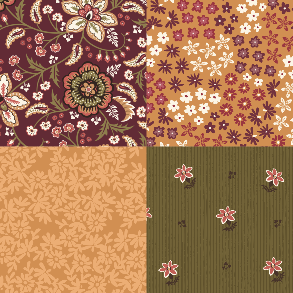 Kimberley Hind Folklore Bloom 4 Fat Quarter Pack - Folk Bloom
