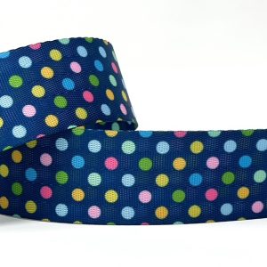 38mm Webbing - blue Polka Dot