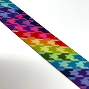 38mm Webbing - Rainbow Houndstooth