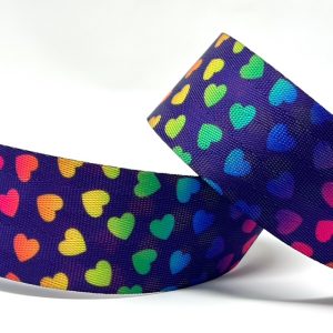 38mm Webbing - Rainbow Hearts