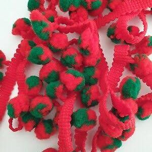 Large Pompom Trim - Christmas Red and Green (price per metre)