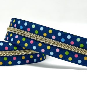 No.5 Zip - Blue Polka Dot - 0.5m