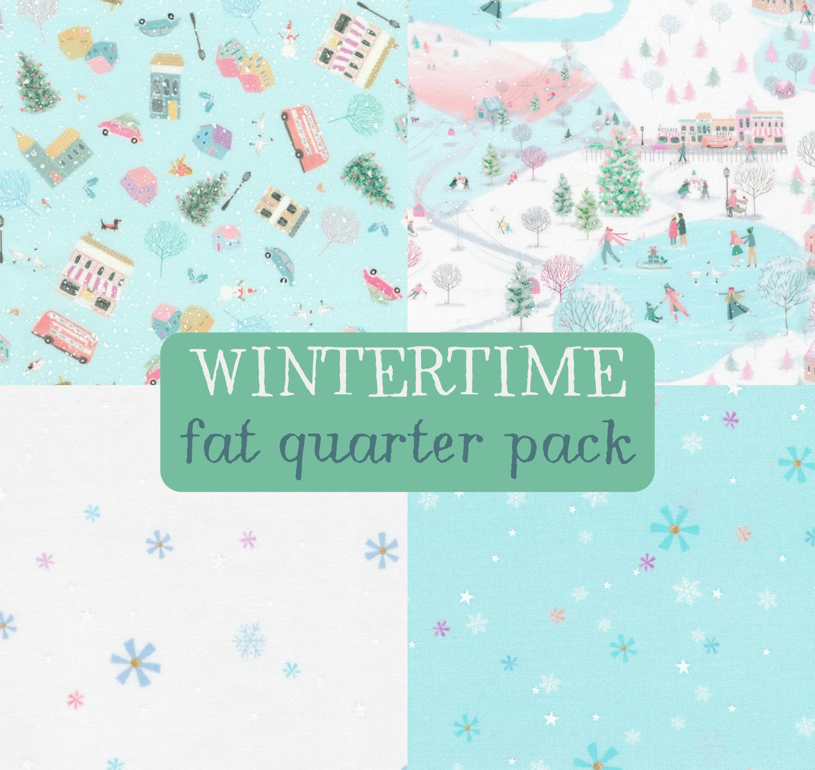 Robert Kaufman Fabrics: Wintertime 4 Fat Quarter Pack