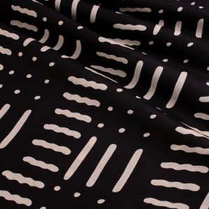 Indian Block Print Cotton - Doodles and Dots Black