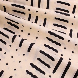 Indian Block Print Cotton - Doodles and Dots Cream