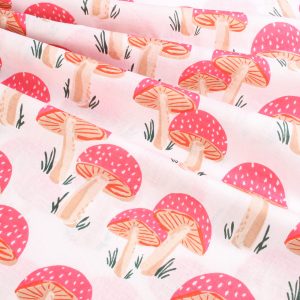 Indian Block Print Cotton - Mushrooms Pink