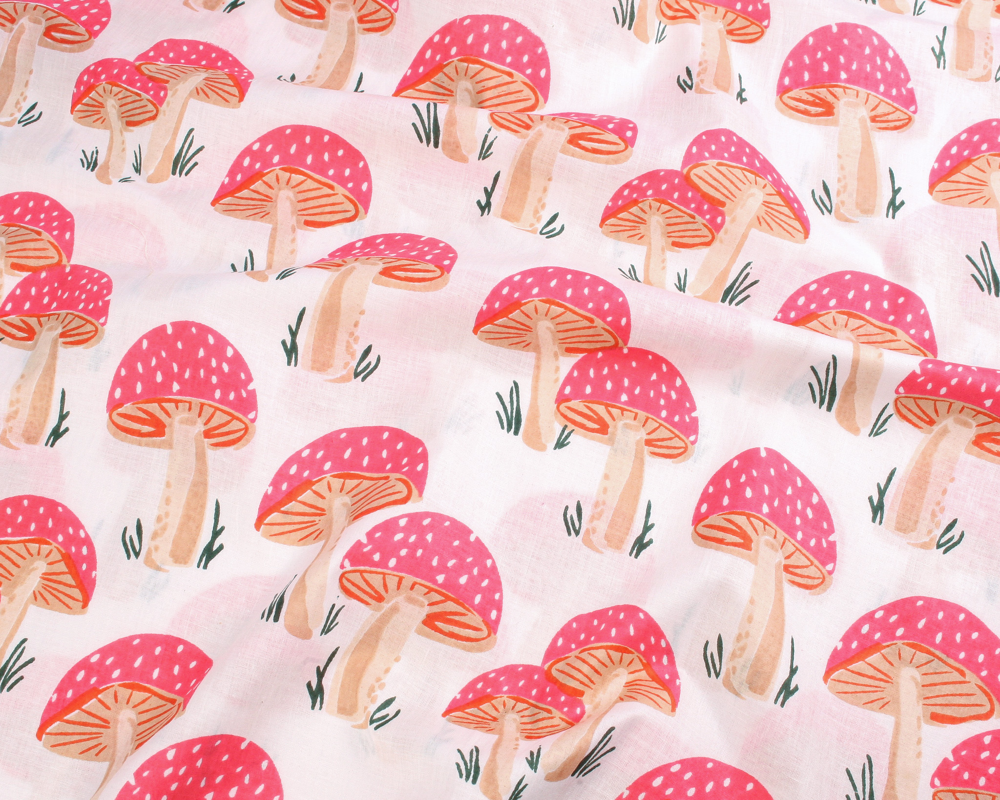 Indian Block Print Cotton - Mushrooms Pink - Image 2