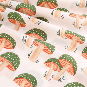 Indian Block Print Cotton - Mushrooms Green