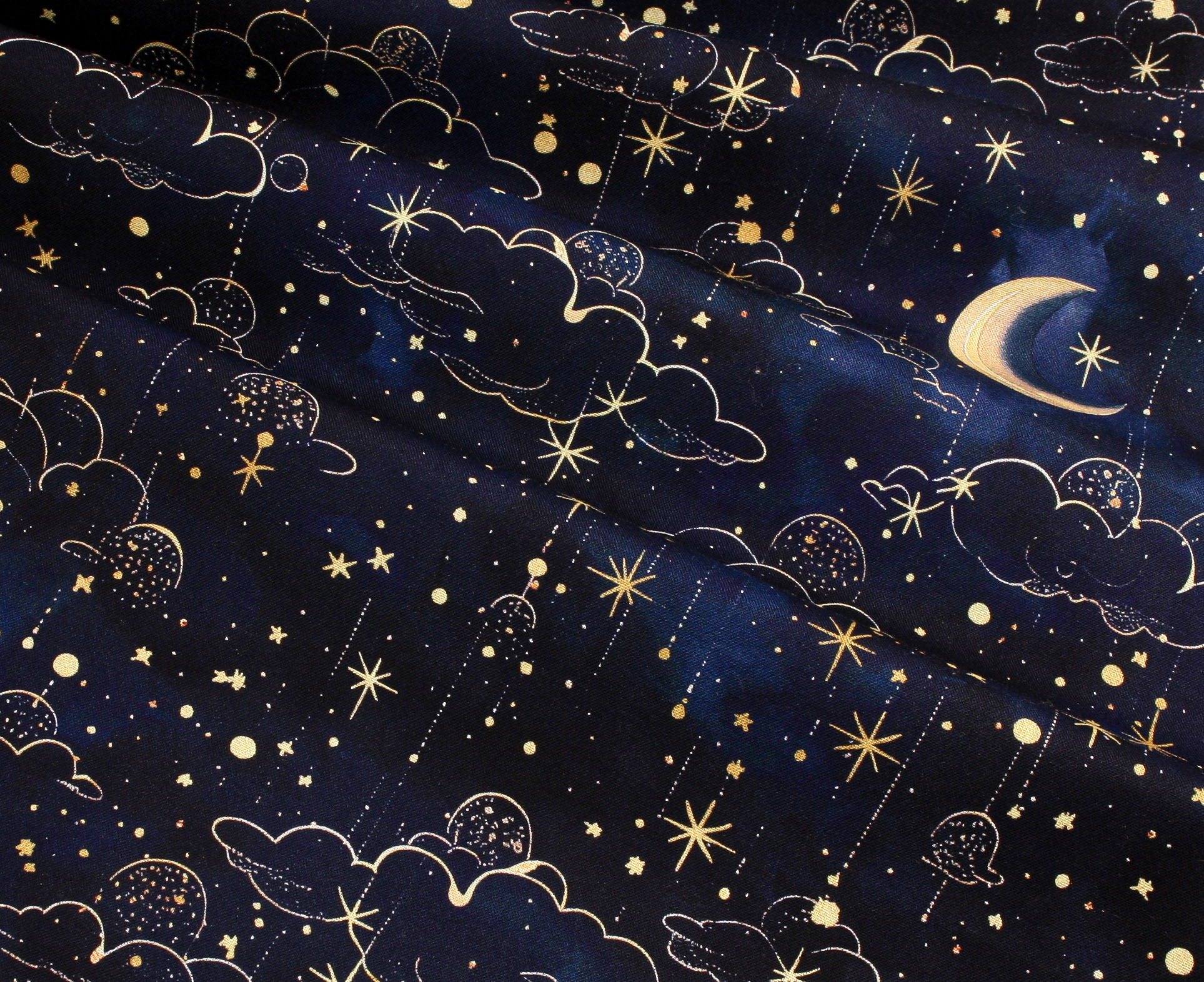 Robert Kaufman Fabrics - Stardust Midnight Sky Crescent Moons