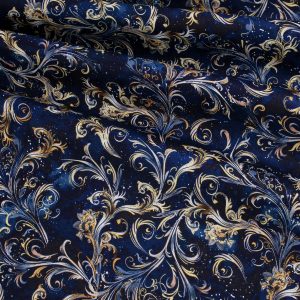 Robert Kaufman Fabrics - Stardust Decorative Scroll Navy