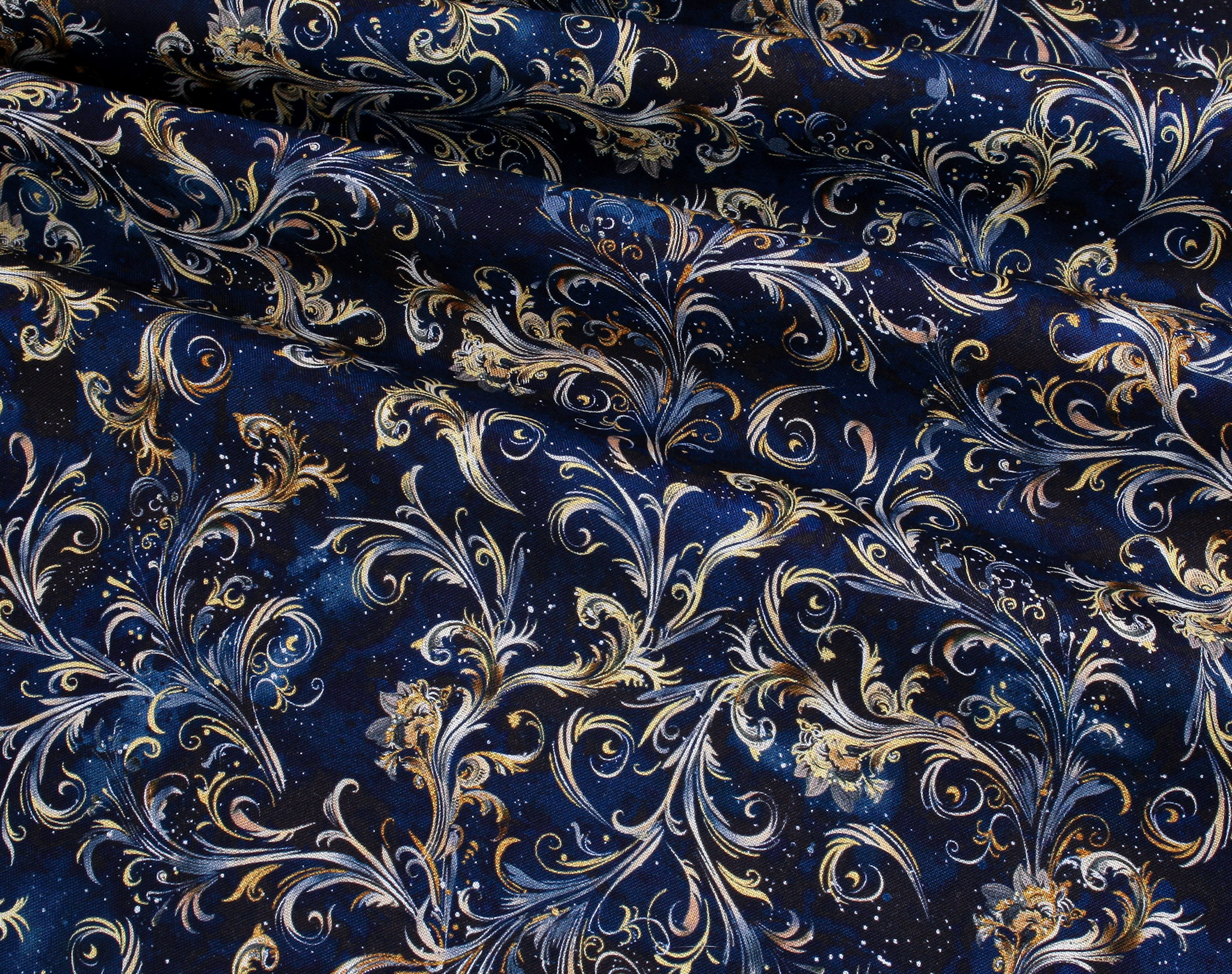 Robert Kaufman Fabrics - Stardust Decorative Scroll Navy