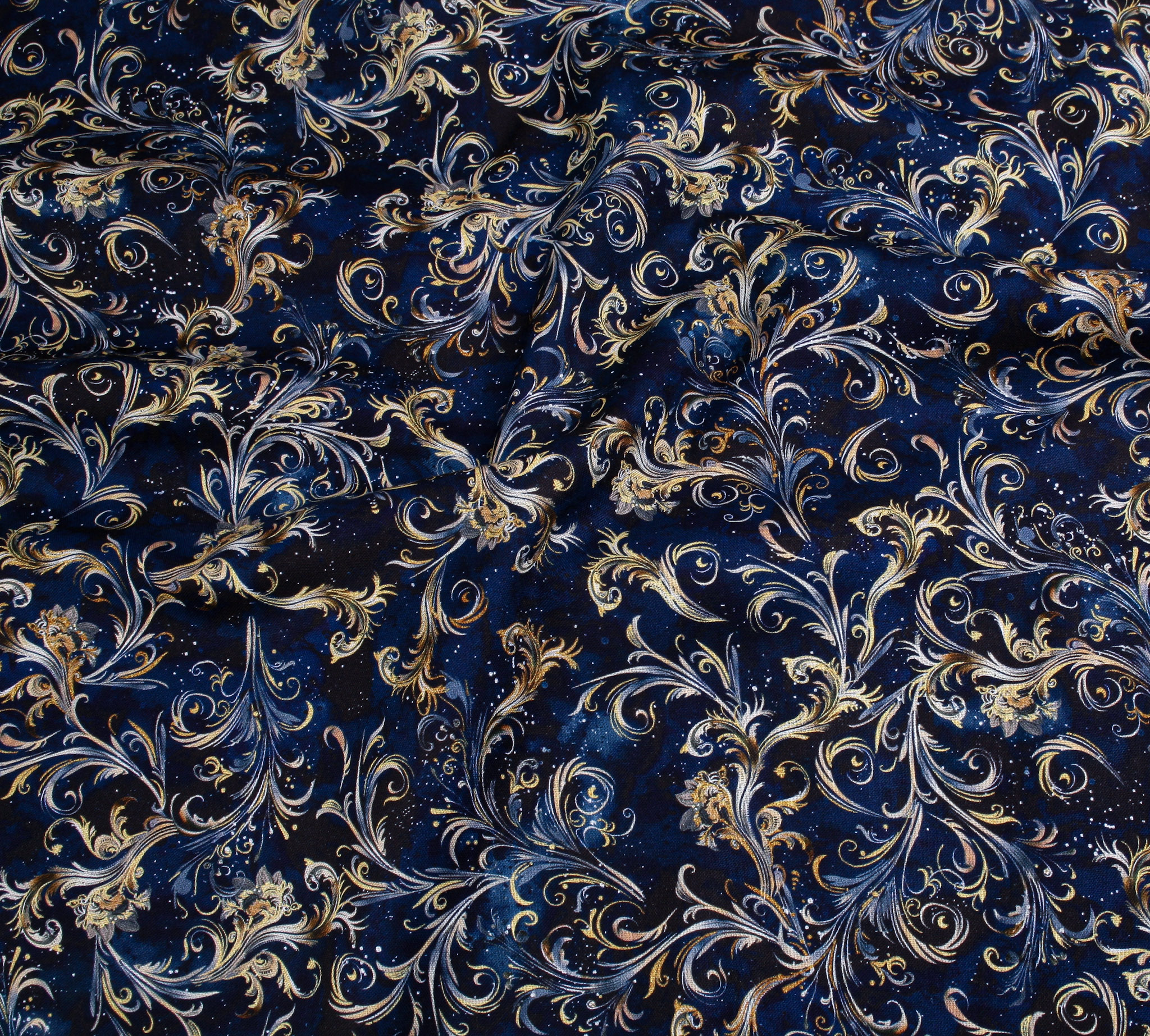 Robert Kaufman Fabrics - Stardust Decorative Scroll Navy - Image 2