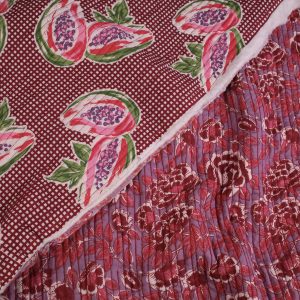 Exclusive Quilted Indian Block Print Cotton - Papaya Purple